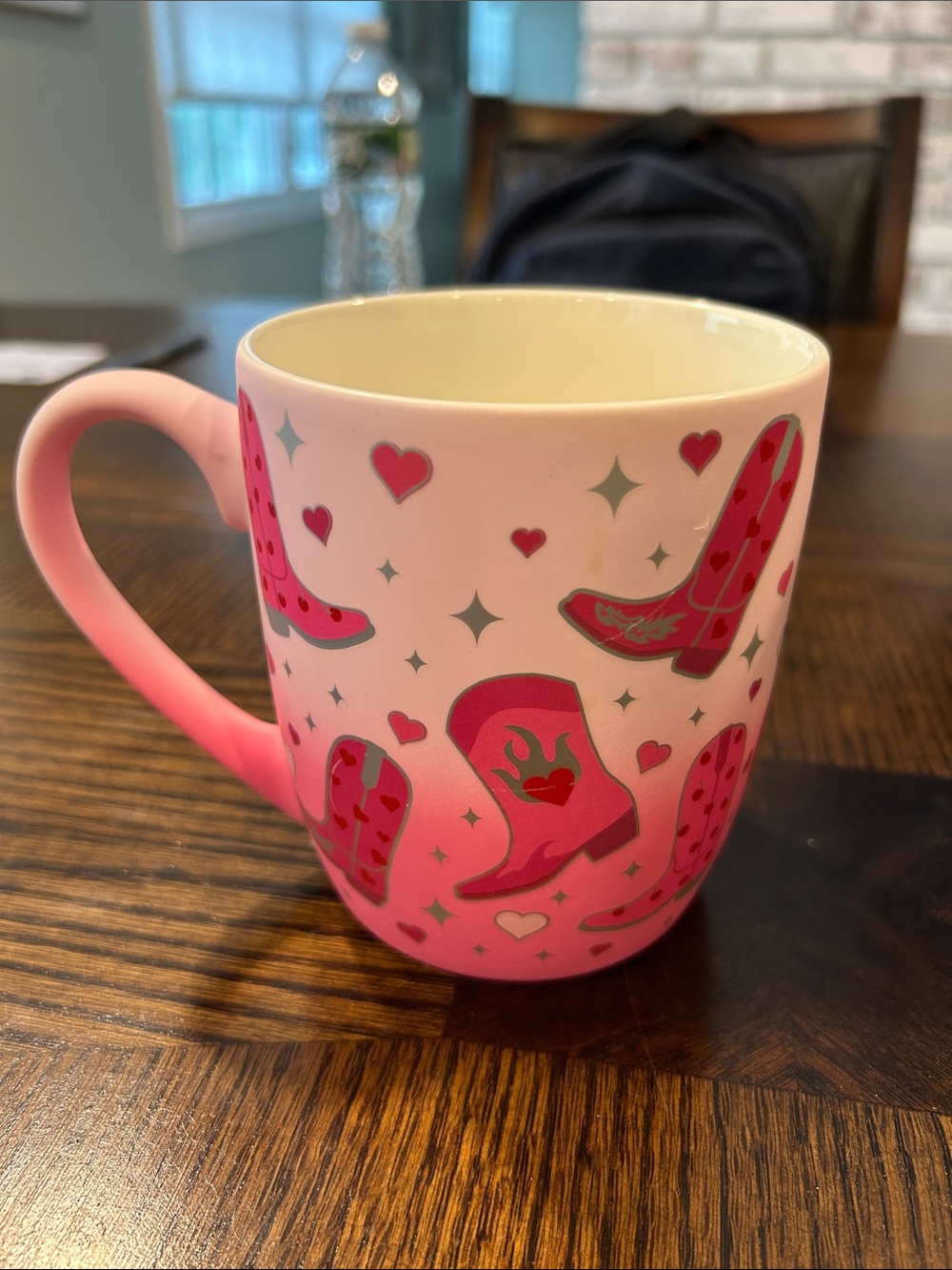 Pink Cowboy Boot Pattern Ceramic Mug - Brand Unknown